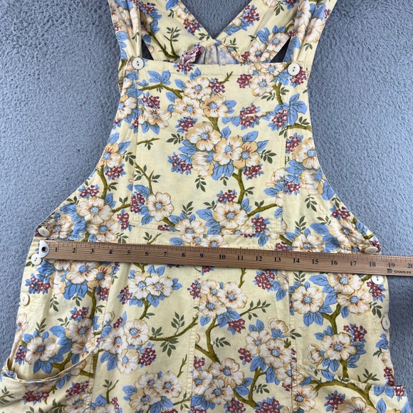Vintage April Cornell Floral Overalls Yellow Wide Leg Jumpsuit Womens Large L - Picture 5 of 10